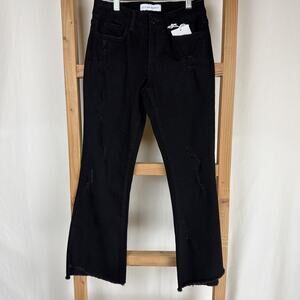 NWT Flying Monkey Black Cropped Flare Jeans Womens 27 #0772